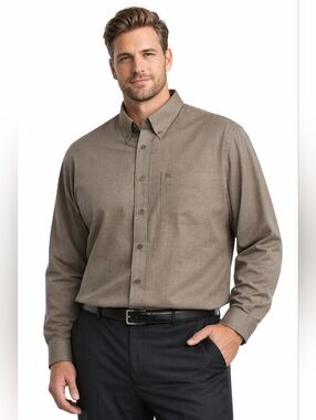 Cutter & Buck 2XB Big & Tall Button Down Shirt Brown Golf Classic